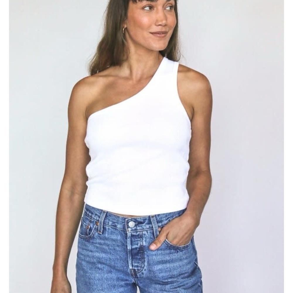 Perfect White Tee One Shoulder Blondie Tank